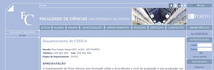 Department of Physics, University of Porto (Departamento de Fisica da FCUP)