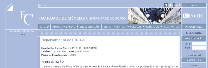 Department of Physics, University of Porto (Departamento de Fisica da FCUP)