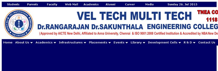 Vel Tech MultiTech Dr.Rangarajan Dr.Sakunthala Engineering College
